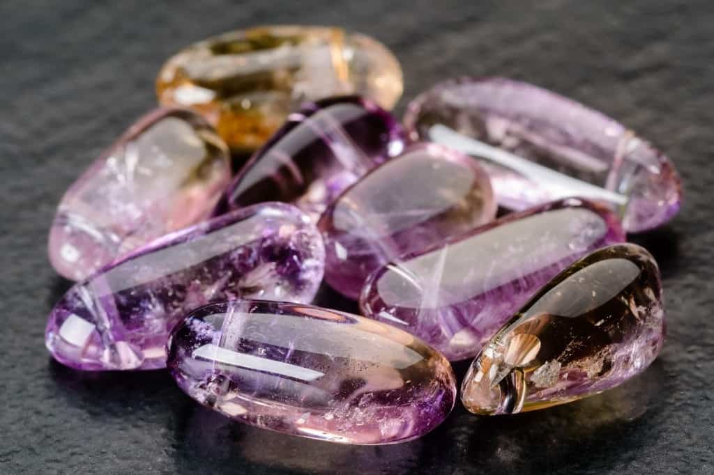 Purple ametrine crystals