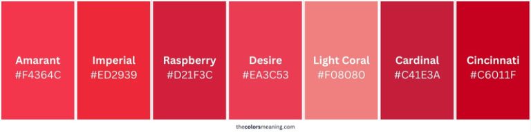 100+ Shades of Red Color with Names, Hex, RGB, & CMYK