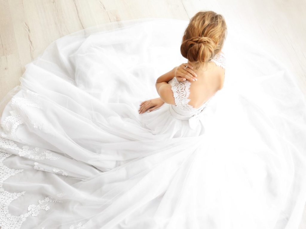 bride in white wedding gown