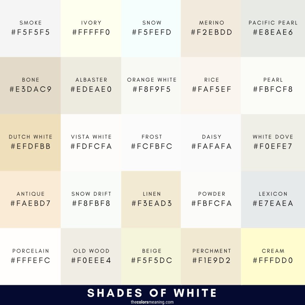 shades of white color
