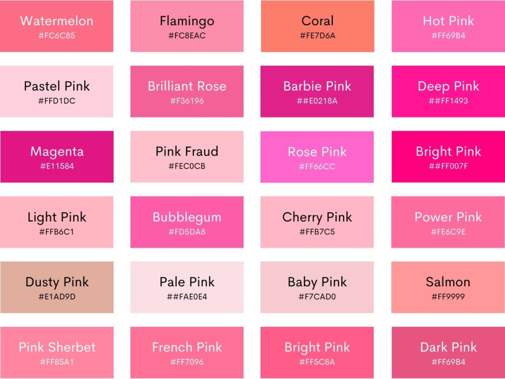 shades of pink