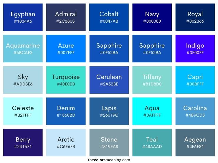 Color names for blue