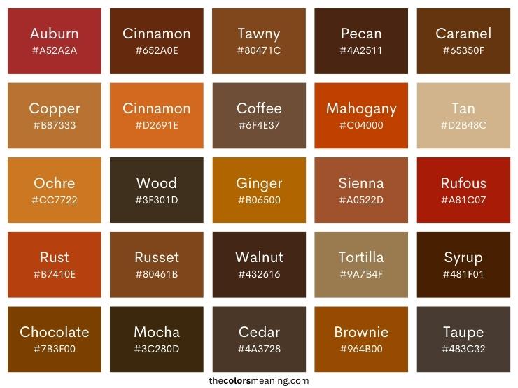 Color names for brown