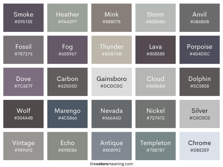 Color names for gray
