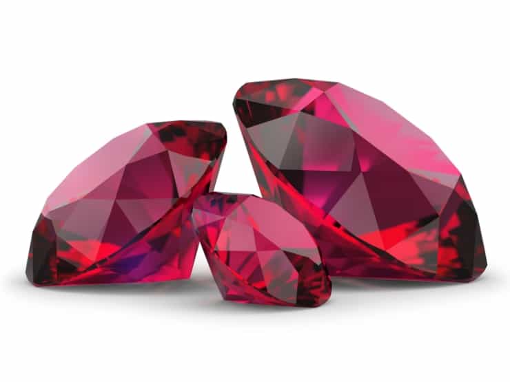 Red ruby crystals