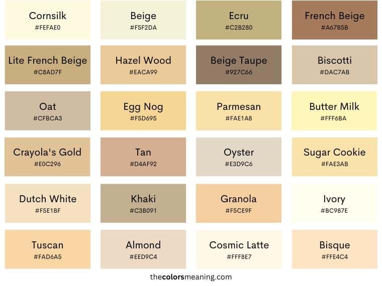 shades of beige