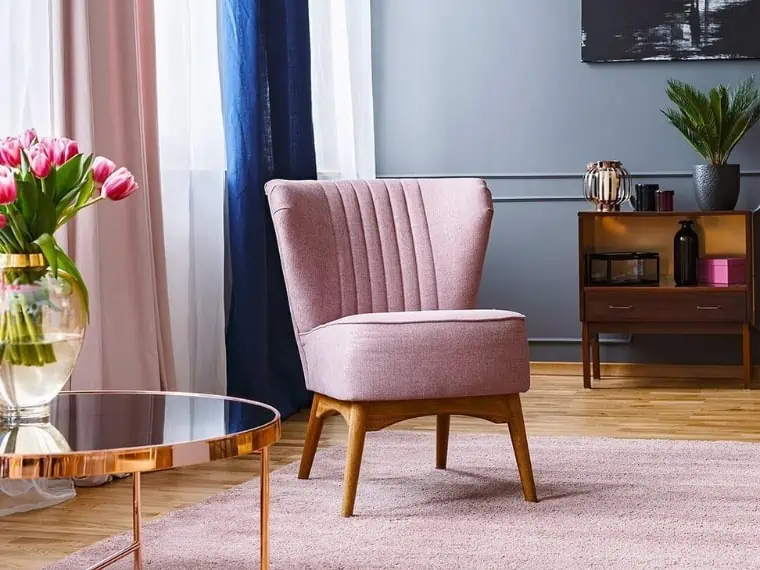 pink and royal blue color combination in a living room