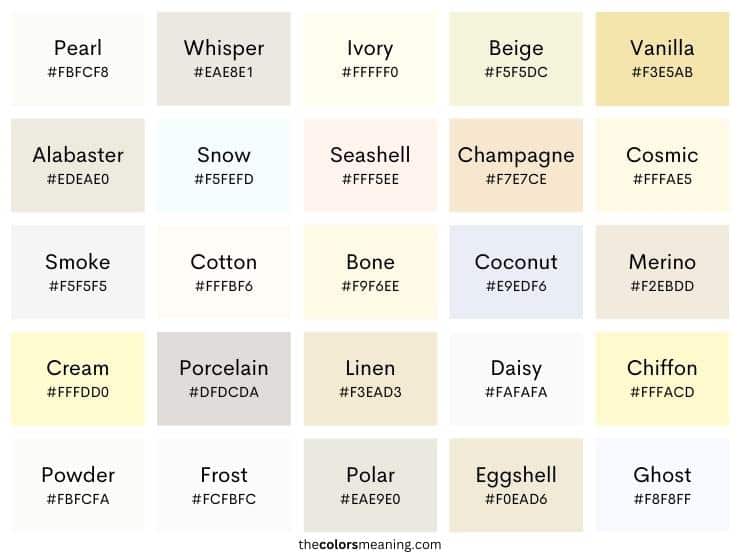 Color names for white