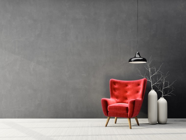 Gray is one of the best colors that go with red for a modern interior decor