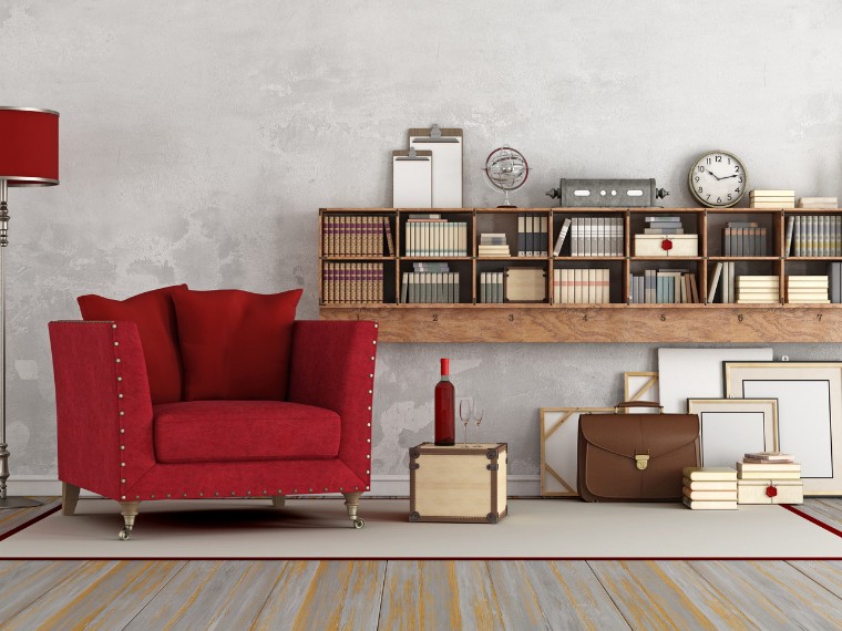 red, orange and brown living room