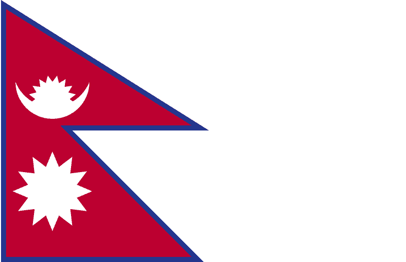 The flag of Nepal is one of the most unusual red white and blue flags