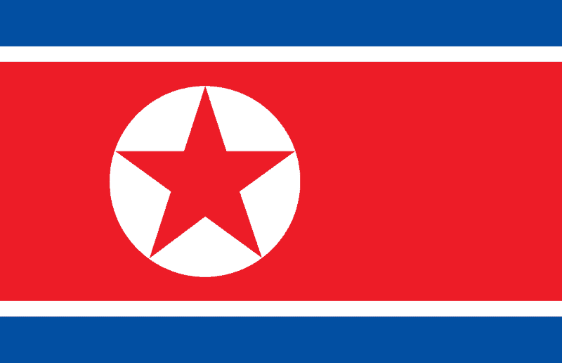 The red white blue flag of North Korea