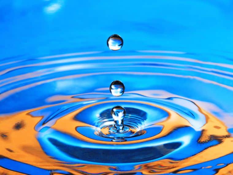 blue orange waterdrop splashing