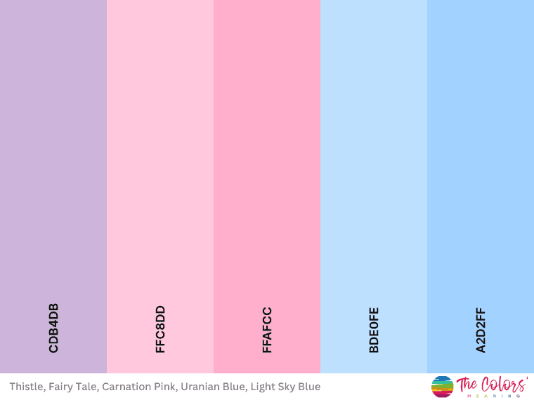 light purple, pink, and blue color combination