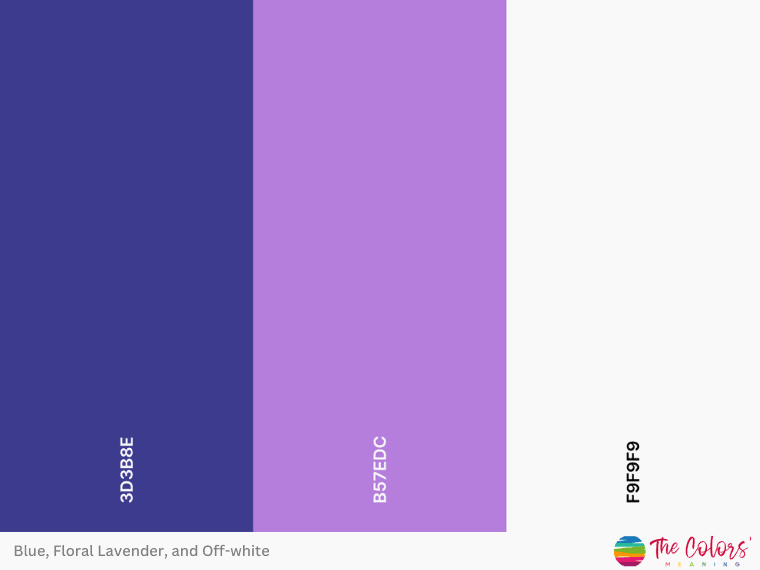 Off-white and Marian blue are some of the best colors that go with lavender