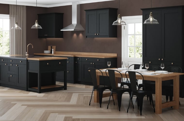 Black and brown color combination in a luxury kitchen