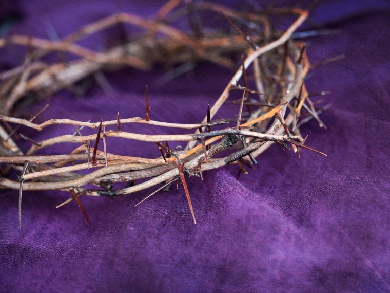 Easter Crown of Thorns on a purple robe