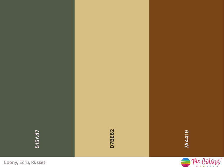 dark brown color palette with russet, ecru and ebony