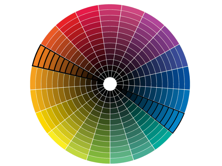 What is the opposite of brown on the color wheel?