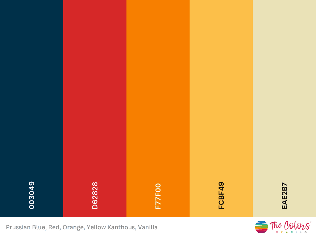red, blue and yellow color palette