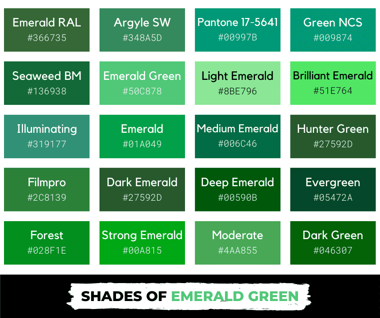 shades of emerald green color