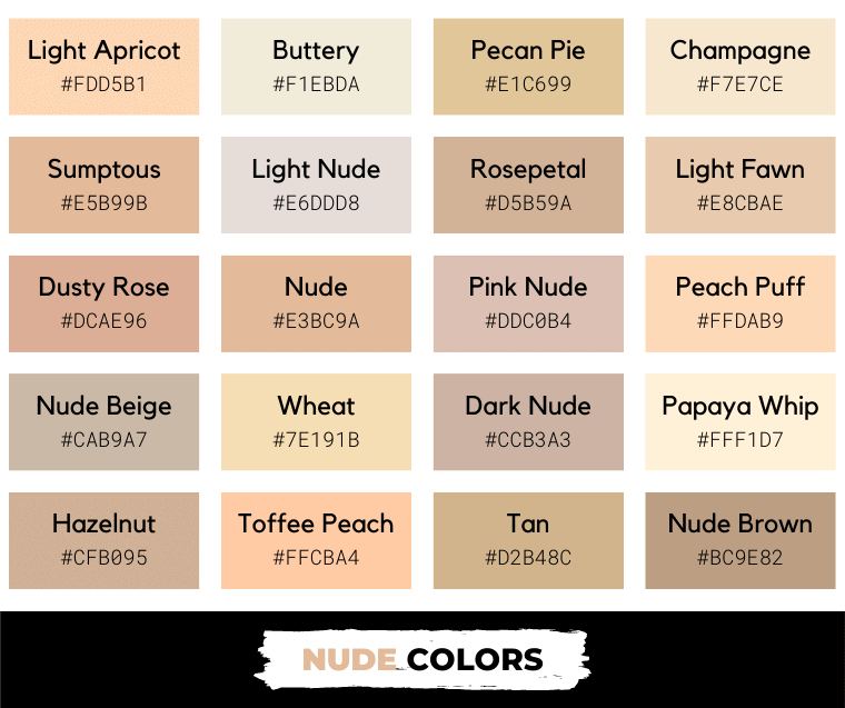 Shades of nude color