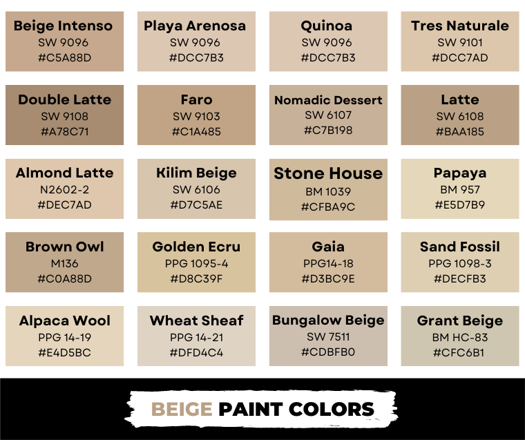 50 Shades Of Beige Color (Names, HEX, RGB CMYK Codes)