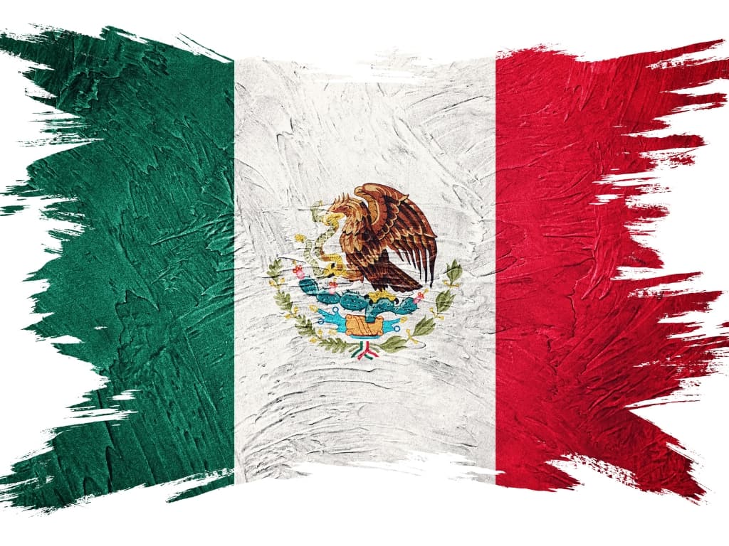 colors of Mexican flag with grunge texture