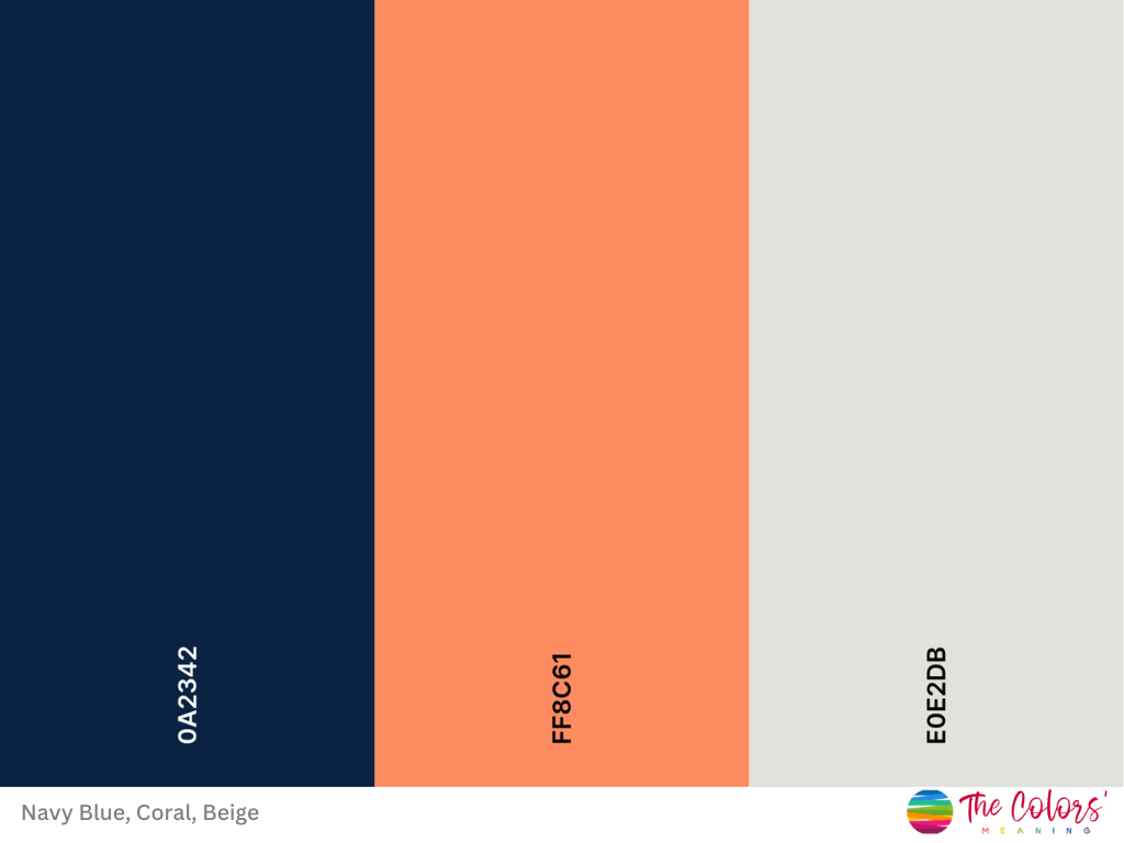 coral and navy blue color palette