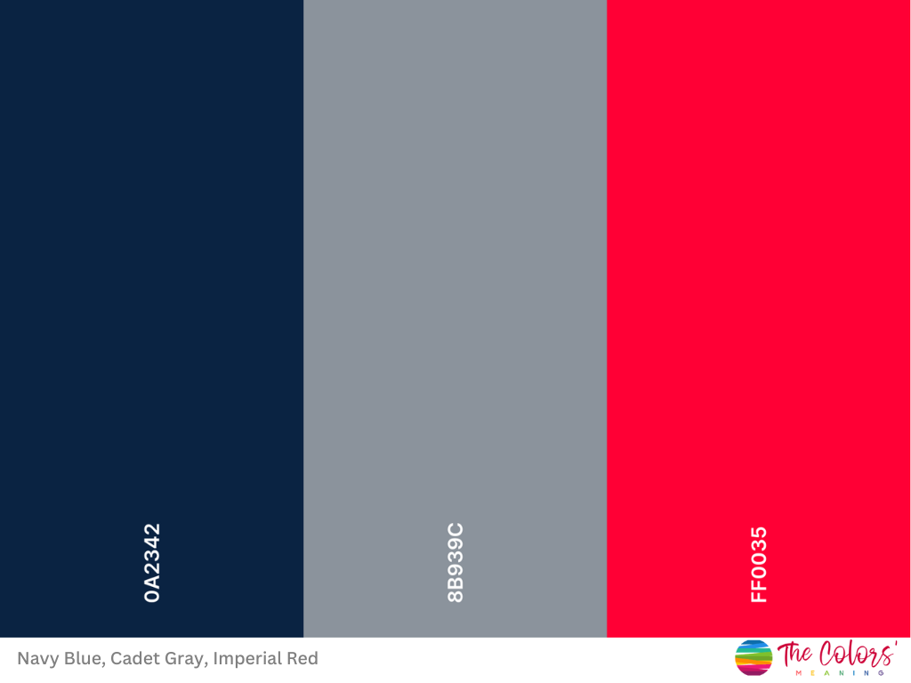 red, gray and navy blue color palette