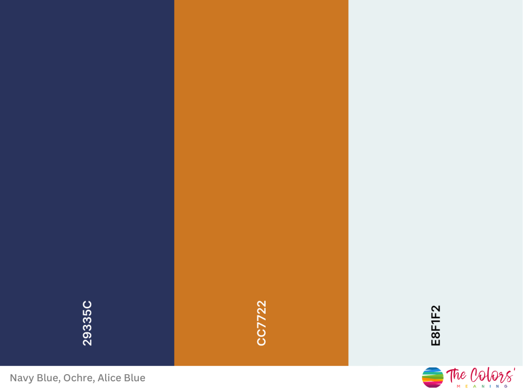 ochre and navy blue color combination