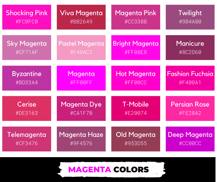50 Shades Of Magenta Color (Names, HEX, RGB CMYK Codes), 43 OFF