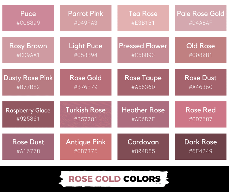 shades of rose gold color