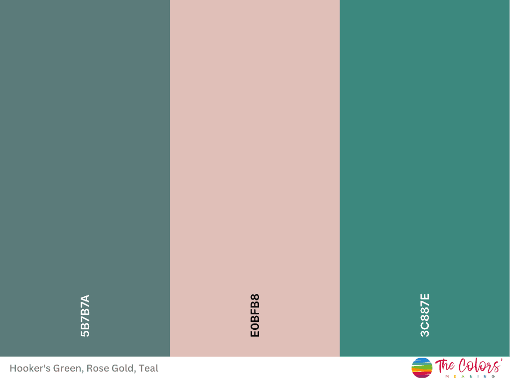 teal and rose gold color palette