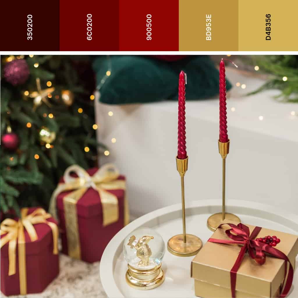 burgundy and gold Christmas color palette