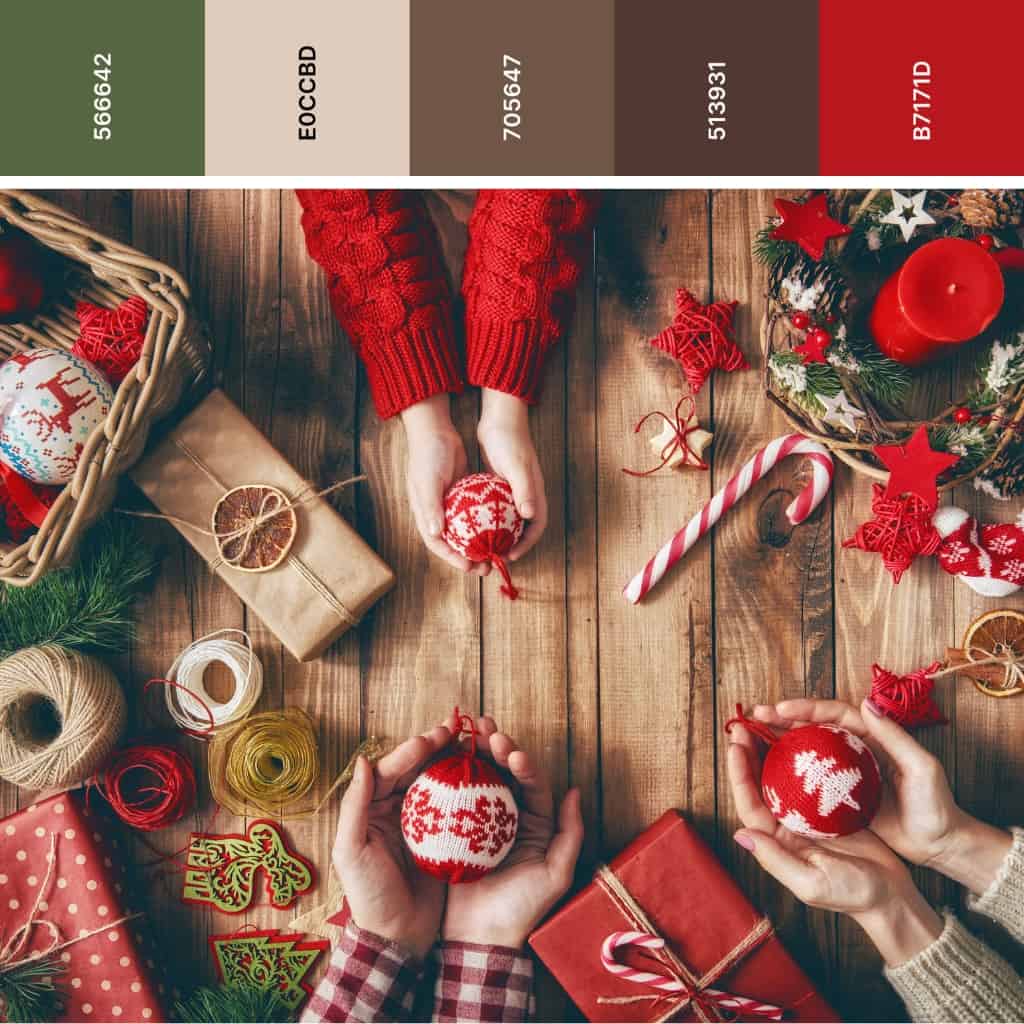 earthy red Christmas color palette