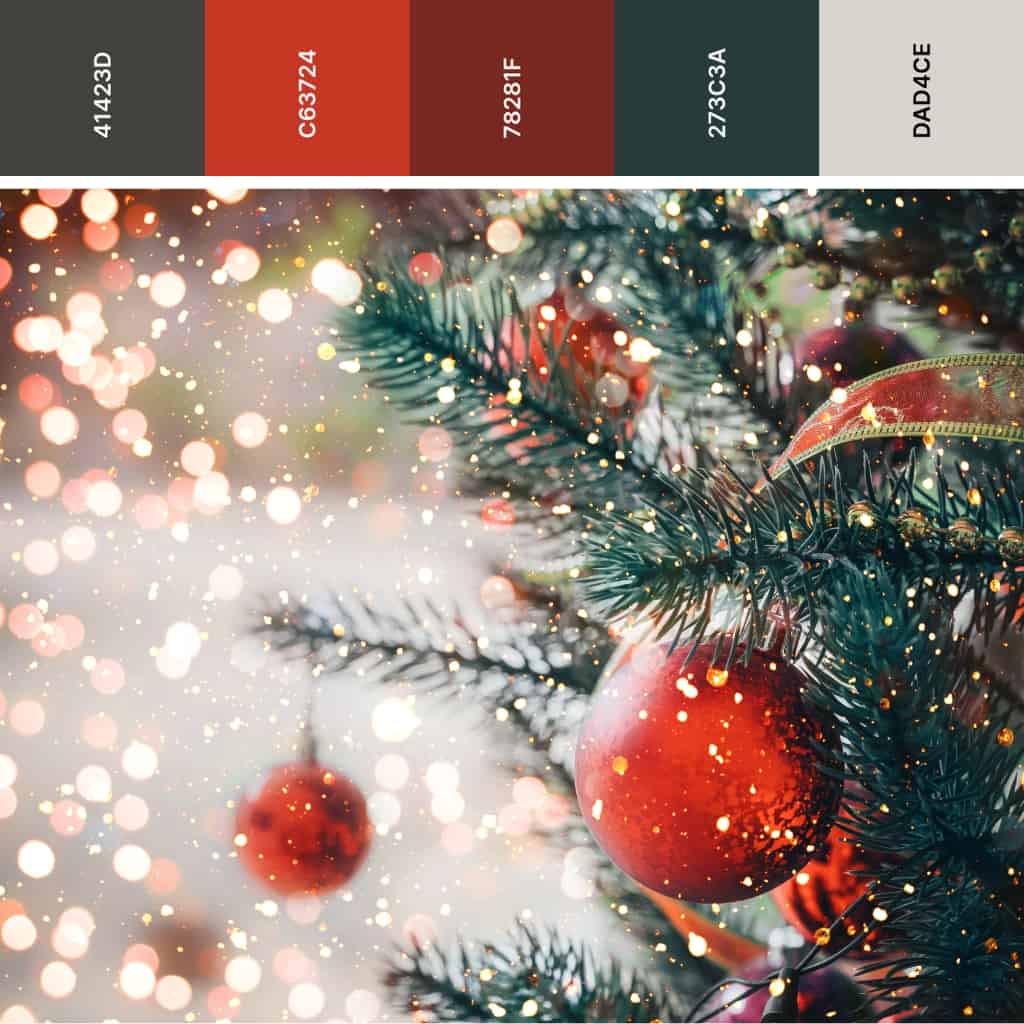 red and green Christmas color palette