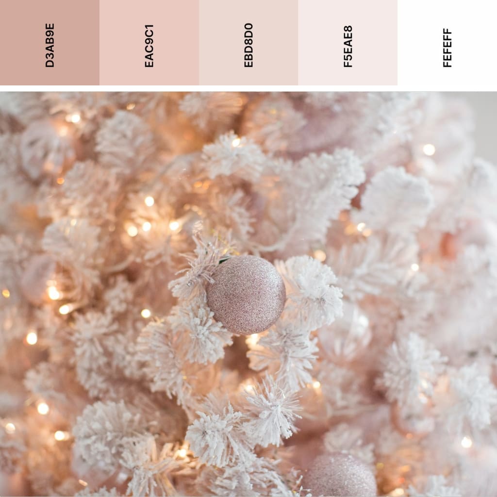 white and pink Christmas color palette