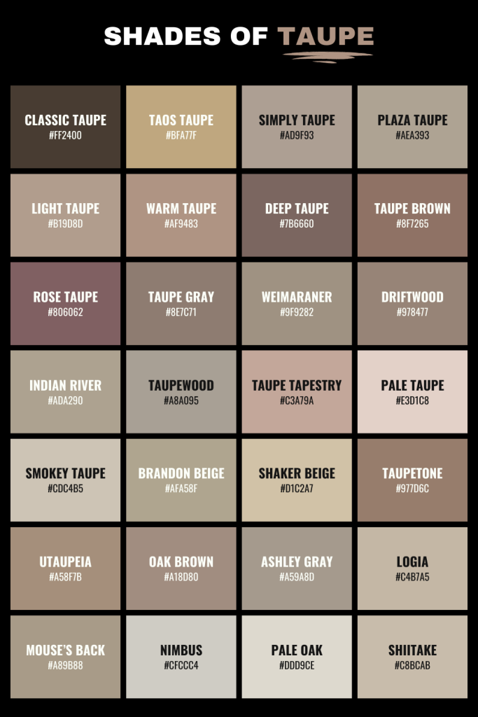 What Color is Taupe? 25 Taupe Colors With Hex, RGB, & CMYK