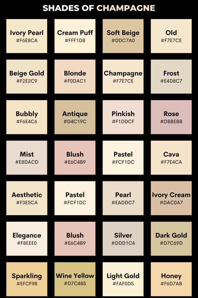 50+ Shades of Champagne Color (Names, Hex, RGB & CMYK)