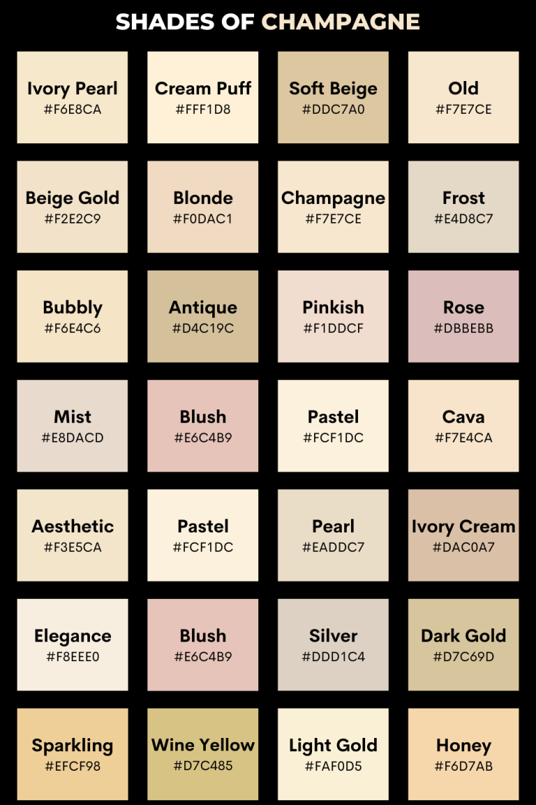 50+ Shades Of Champagne Color (names, Hex, Rgb & Cmyk)