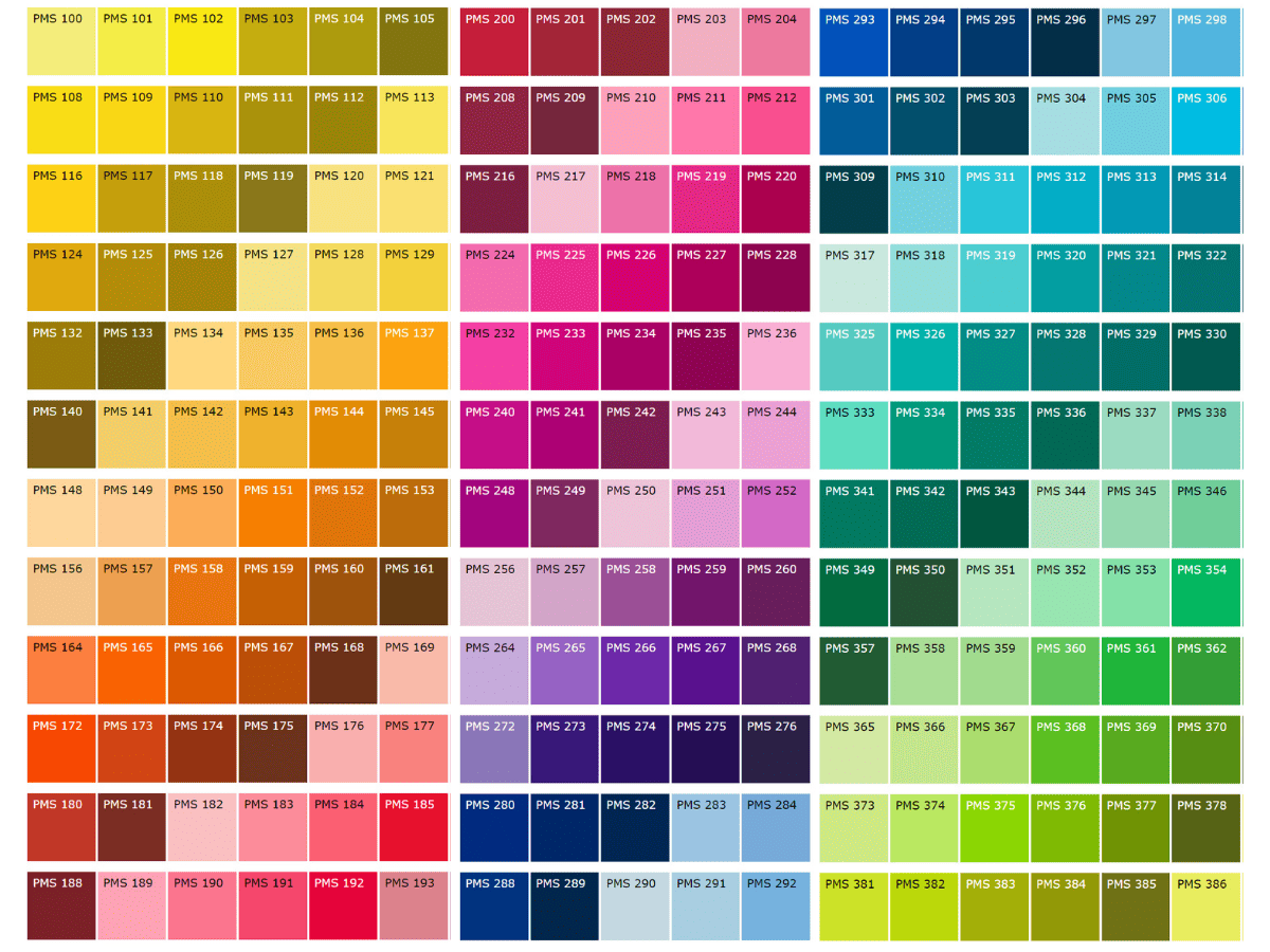 Pantone Color Chart 900 Pantone Colors And Their Codes 56 OFF