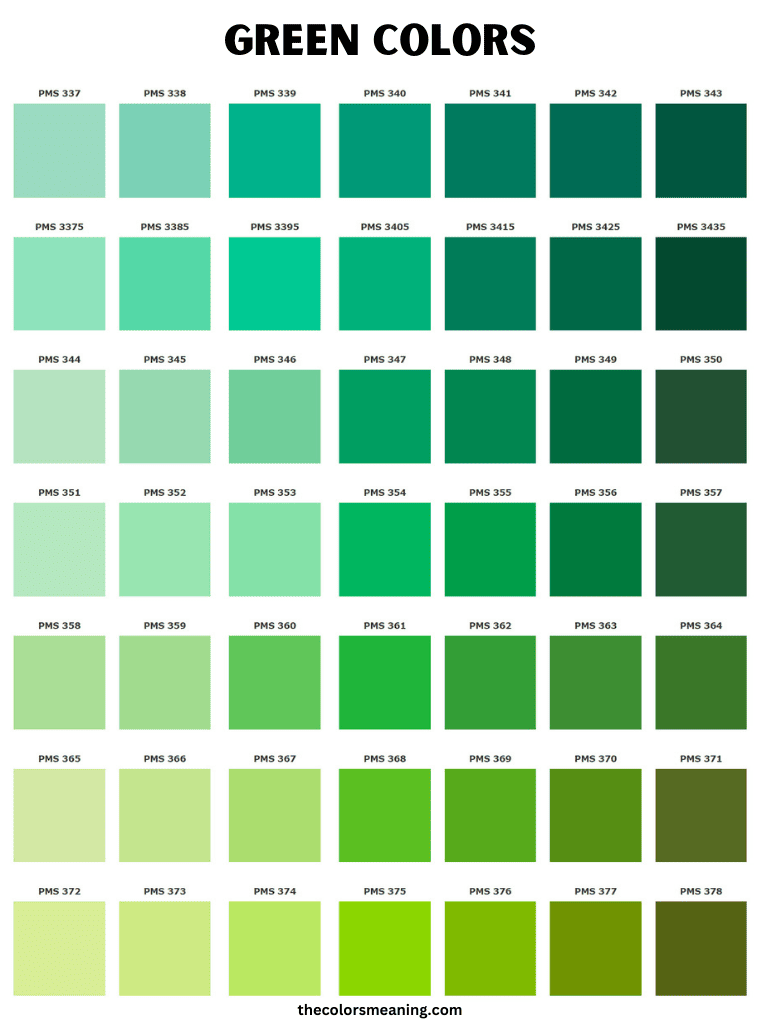 Pantone green shades