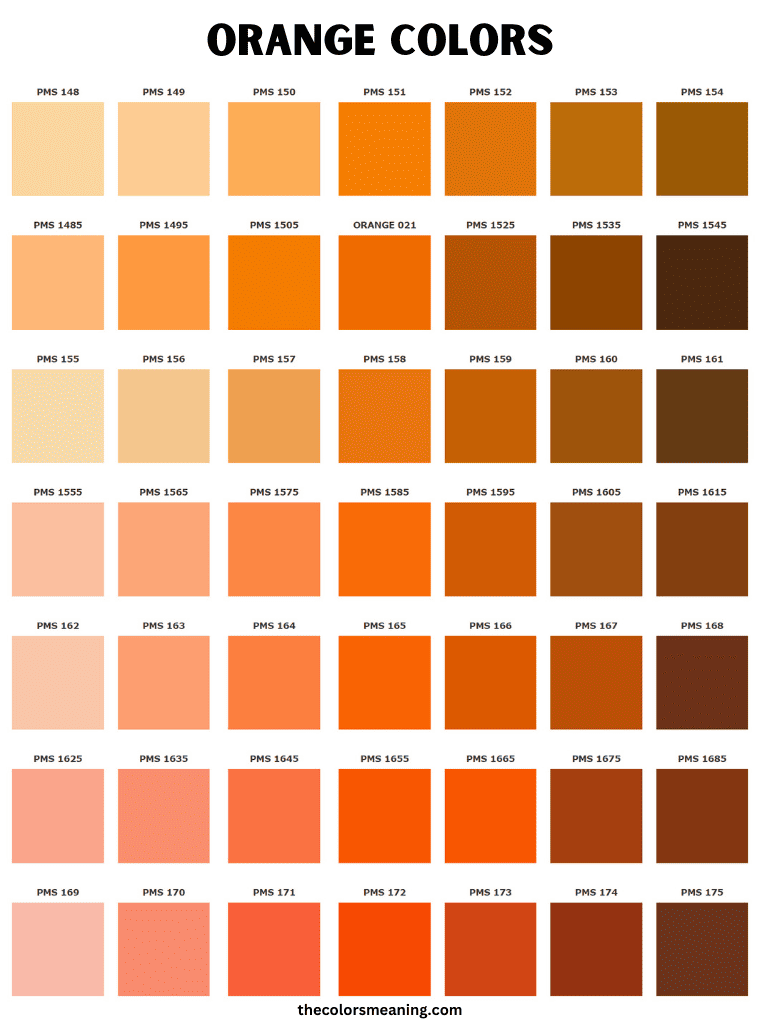 Pantone orange colors