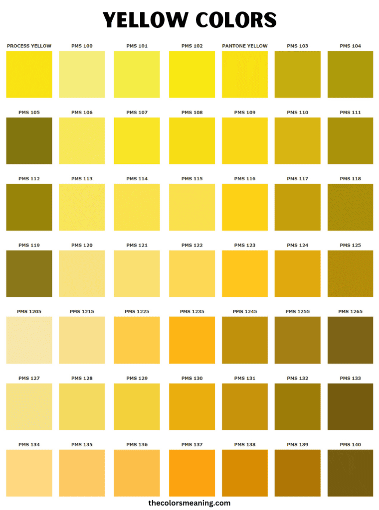 Pantone yellow colors