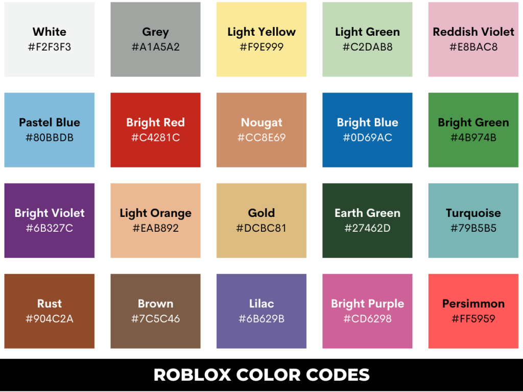 Roblox Color Codes (2023)