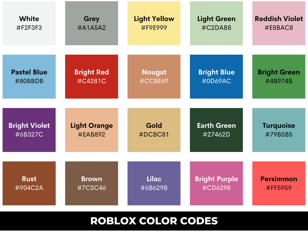 Roblox color codes