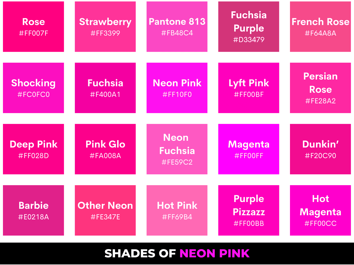 pink color chart names