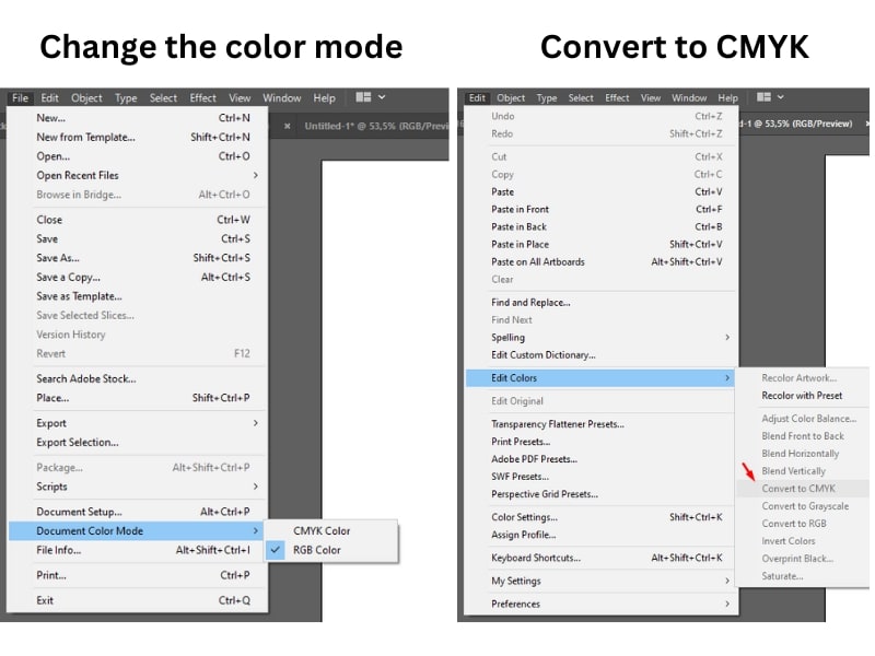 change the color mode in Illustrator