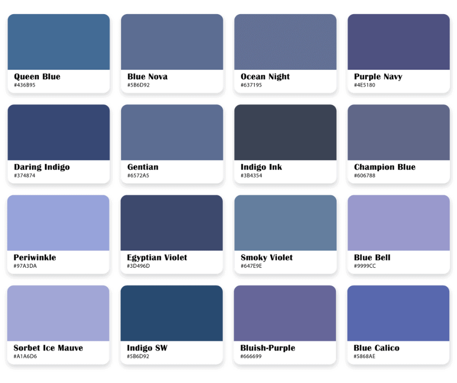 Shades of blue-purple colors